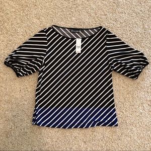 NWT - New York & Co 
Balloon Sleeve Top
Black with white stripes
Size S